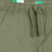 Βαμβακερό παντελόνι με πλαϊνές τσέπες, σκούρο πράσινο Benetton 232288 2
