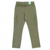 Βαμβακερό παντελόνι με πλαϊνές τσέπες, σκούρο πράσινο Benetton 232290 4