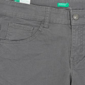 Βαμβακερό παντελόνι με λογότυπο της μάρκας, γκρι Benetton 232359 2