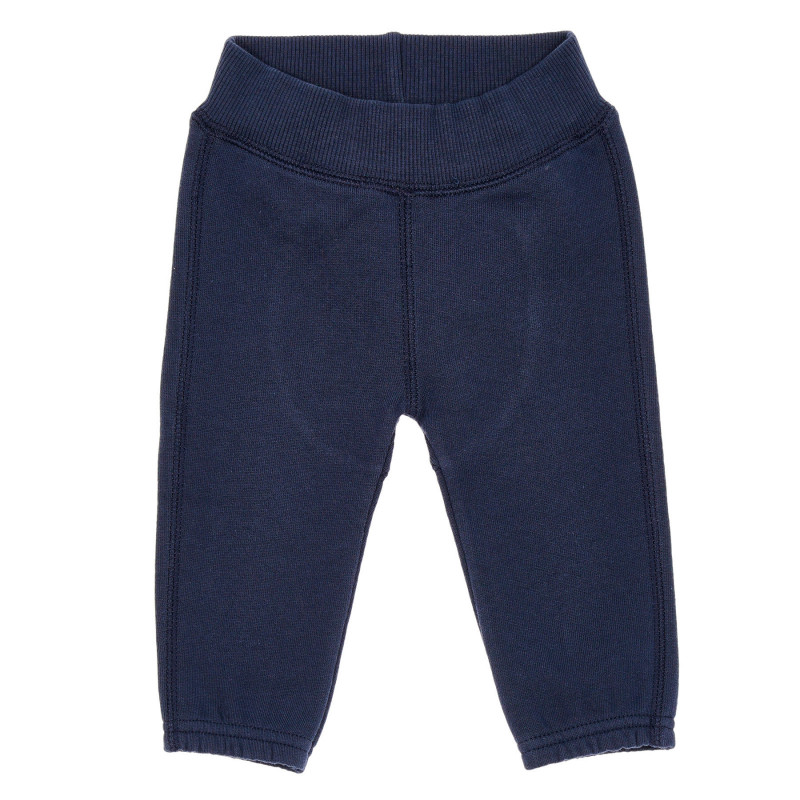 Βαμβακερό παντελόνι με ραφτή αρκούδα για μωρό, σκούρο μπλε  232392