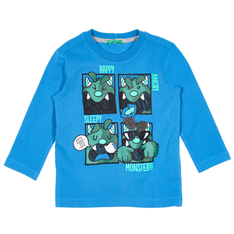 Βαμβακερή μπλούζα με σχέδιο τεράτων και στάμπα για μωρό, μπλε  232492