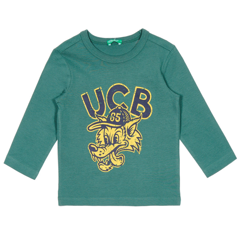 Βαμβακερή μπλούζα με σχέδιο λύκου για μωρό, πράσινη  232508