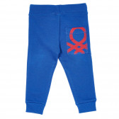 Βαμβακερό παντελόνι με το λογότυπο της μάρκας για μωρό, μπλε Benetton 232515 4