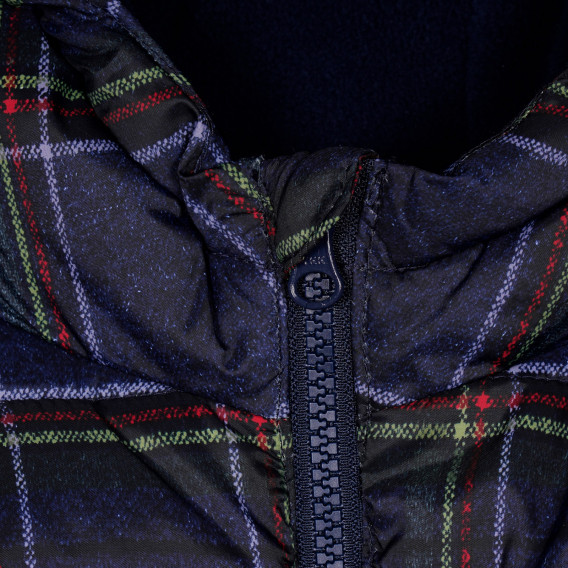Καρό μπουφάν με κουκούλα και φερμουάρ σε όλο το μήκος, σκούρο μπλε Benetton 232529 2