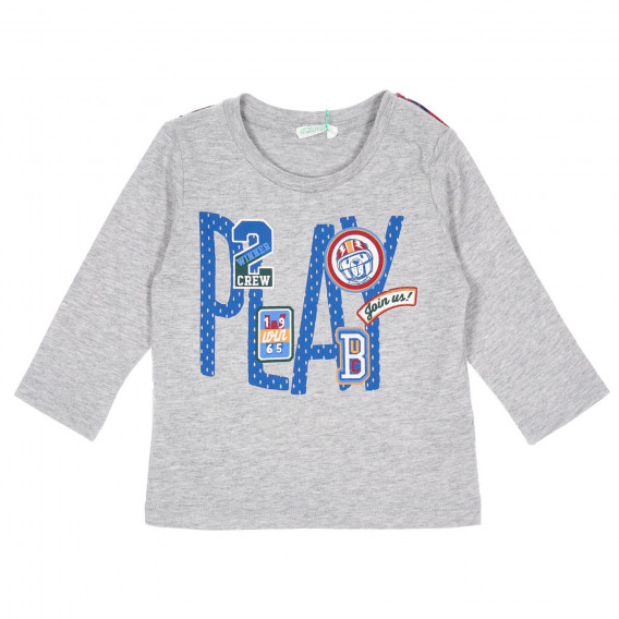 Βαμβακερή μπλούζα με γραφιστική στάμπα για μωρό, σε γκρι χρώμα Benetton 232540 