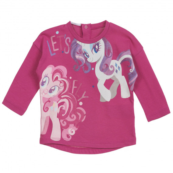 Βαμβακερή μπλούζα με το μικρό μου πόνυ για μωρά, ροζ Benetton 232575 
