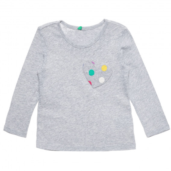 Βαμβακερή μπλούζα με διακόσμηση-καρδιά για μωρό, γκρι Benetton 232653 