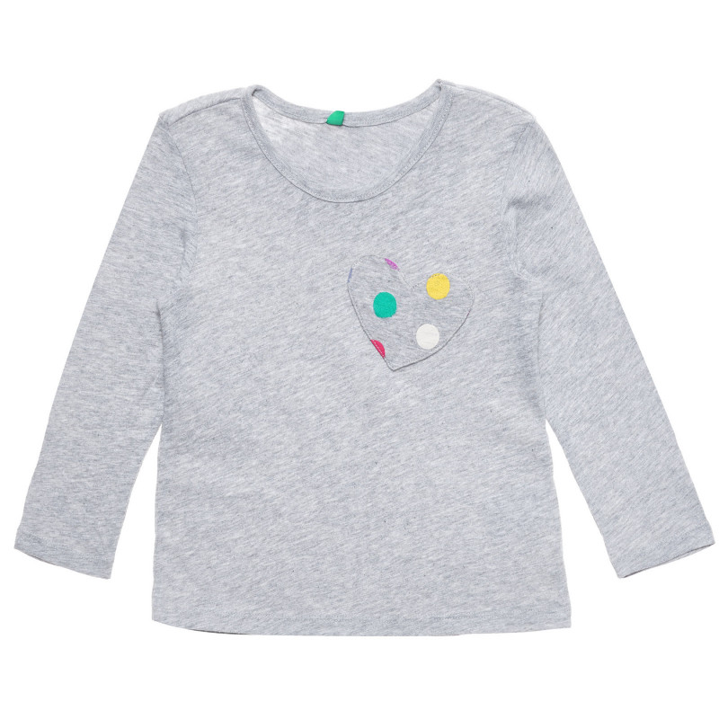 Βαμβακερή μπλούζα με διακόσμηση-καρδιά για μωρό, γκρι  232653