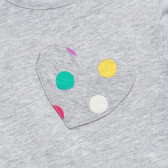Βαμβακερή μπλούζα με διακόσμηση-καρδιά για μωρό, γκρι Benetton 232654 2