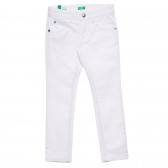 Βαμβακερό παντελόνι με το λογότυπο της μάρκας, λευκό Benetton 232665 