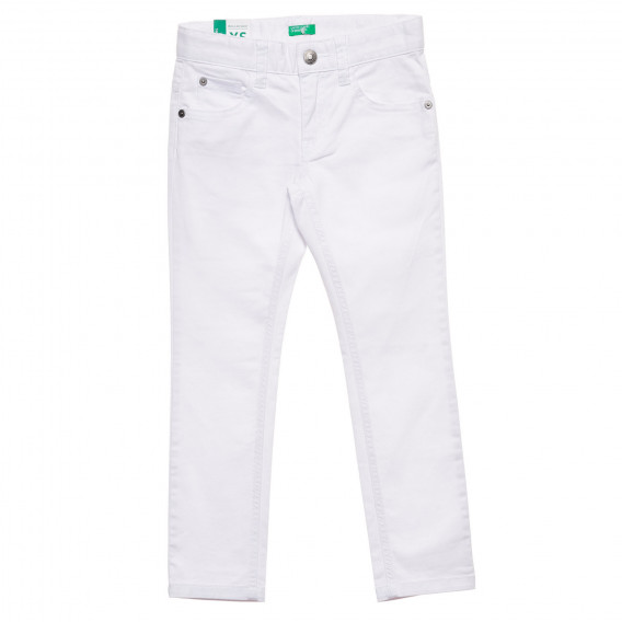 Βαμβακερό παντελόνι με το λογότυπο της μάρκας, λευκό Benetton 232665 