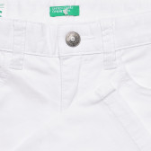 Βαμβακερό παντελόνι με το λογότυπο της μάρκας, λευκό Benetton 232666 2