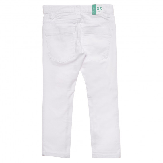 Βαμβακερό παντελόνι με το λογότυπο της μάρκας, λευκό Benetton 232668 4