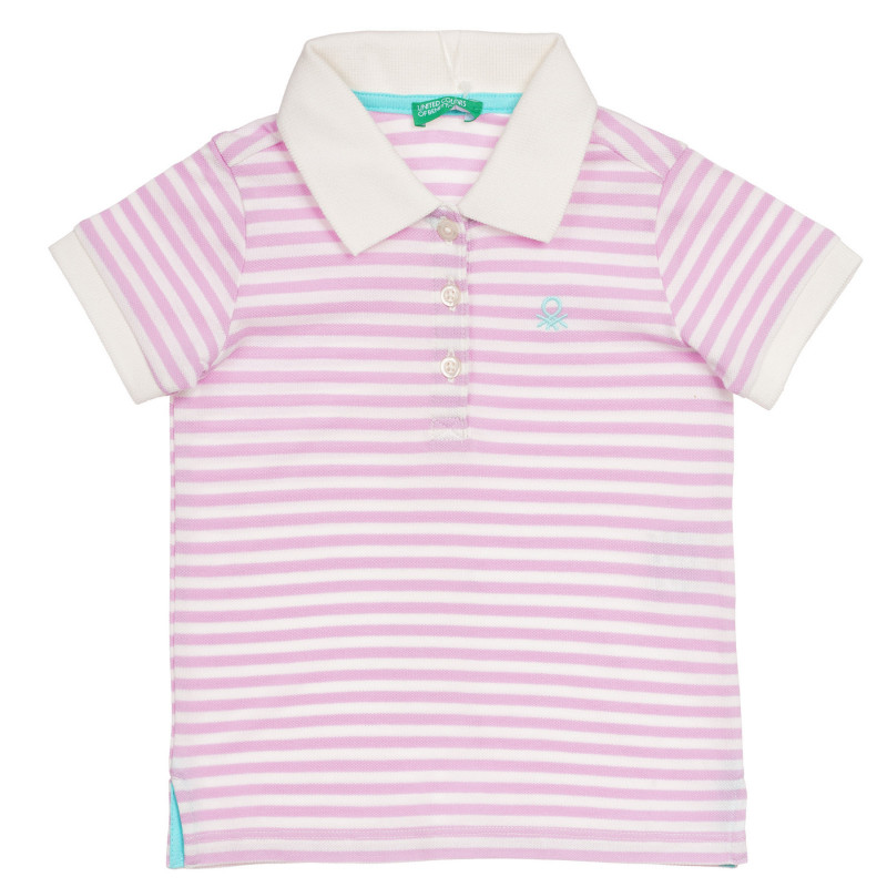 Βαμβακερή μπλούζα με κοντά μανίκια και λευκές-ροζ ρίγες για μωρό  232673