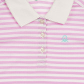 Βαμβακερή μπλούζα με κοντά μανίκια και λευκές-ροζ ρίγες για μωρό Benetton 232674 2