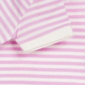 Βαμβακερή μπλούζα με κοντά μανίκια και λευκές-ροζ ρίγες για μωρό Benetton 232675 3