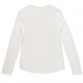 Μακρυμάνικη βαμβακερή μπλούζα με σχέδιο κοριτσιού και στάμπα, λευκή Benetton 232703 4