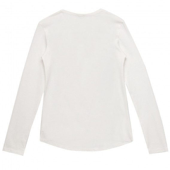 Μακρυμάνικη βαμβακερή μπλούζα με σχέδιο κοριτσιού και στάμπα, λευκή Benetton 232703 4