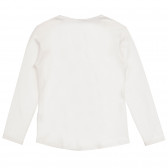 Βαμβακερή μπλούζα με ανάγλυφη στάμπα και στρας, λευκή Benetton 232715 4