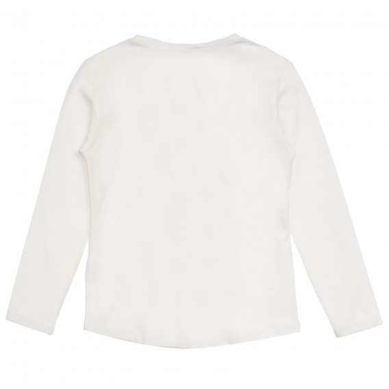 Βαμβακερή μπλούζα με ανάγλυφη στάμπα και στρας, λευκή Benetton 232715 4