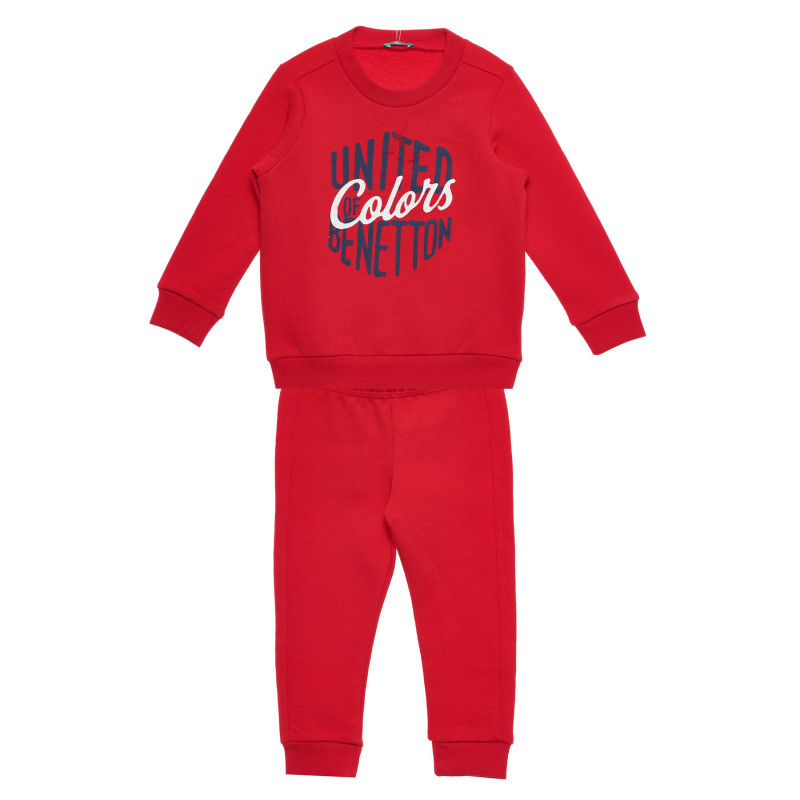 Σετ βαμβακερή μπλούζα με μακριά μανίκια και παιδικό παντελόνι, κόκκινο  232757