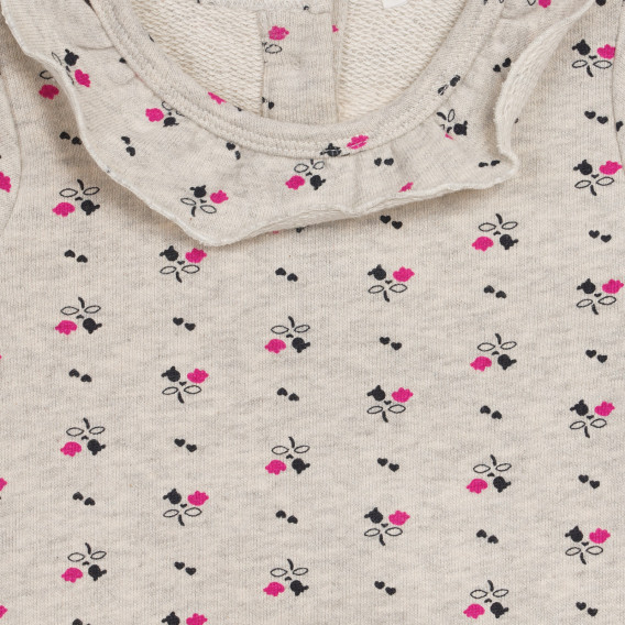 Μπλούζα με floral σχέδιο και σούφρες για μωρό, γκρι Benetton 232784 2