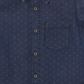 Βαμβακερό πουκάμισο με κοντά μανίκια και εικονικό σχέδιο, σκούρο μπλε Benetton 232817 2