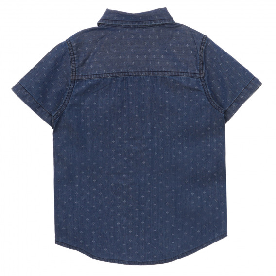 Βαμβακερό πουκάμισο με κοντά μανίκια και εικονικό σχέδιο, σκούρο μπλε Benetton 232819 4