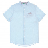 Βαμβακερό πουκάμισο με κοντό μανίκι και τσέπη για μαντήλι με κουκκίδες, ανοιχτό μπλε Benetton 232848 