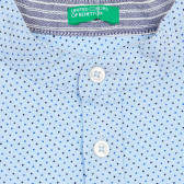Βαμβακερό πουκάμισο με κοντό μανίκι και τσέπη για μαντήλι με κουκκίδες, ανοιχτό μπλε Benetton 232850 3