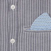 Βαμβακερό πουκάμισο με κοντά μανίκια και τσέπη για μαντήλι σε άσπρες γκρι ρίγες Benetton 232853 2