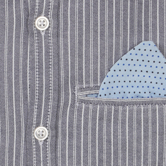 Βαμβακερό πουκάμισο με κοντά μανίκια και τσέπη για μαντήλι σε άσπρες γκρι ρίγες Benetton 232853 2