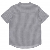 Βαμβακερό πουκάμισο με κοντά μανίκια και τσέπη για μαντήλι σε άσπρες γκρι ρίγες Benetton 232855 4