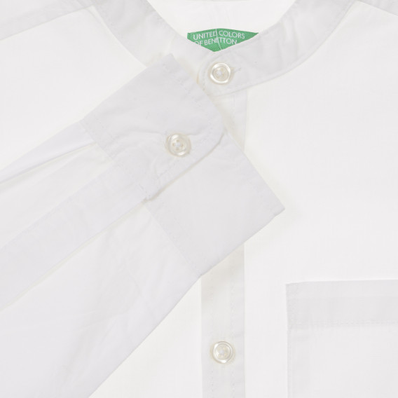 Πουκάμισο με κουμπιά και τσέπη, λευκό Benetton 232856 