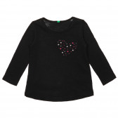 Βαμβακερή μπλούζα με καρδιά απλικέ για ένα μωρό, μαύρο Benetton 232866 