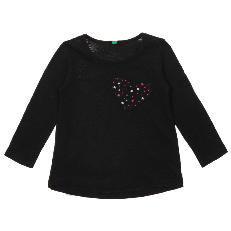Βαμβακερή μπλούζα με καρδιά απλικέ για ένα μωρό, μαύρο  232866