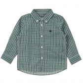 Βαμβακερό καρό πουκάμισο με το λογότυπο της μάρκας, πράσινο Benetton 232869 