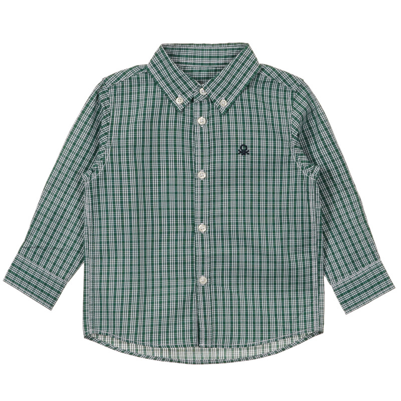 Βαμβακερό καρό πουκάμισο με το λογότυπο της μάρκας, πράσινο  232869