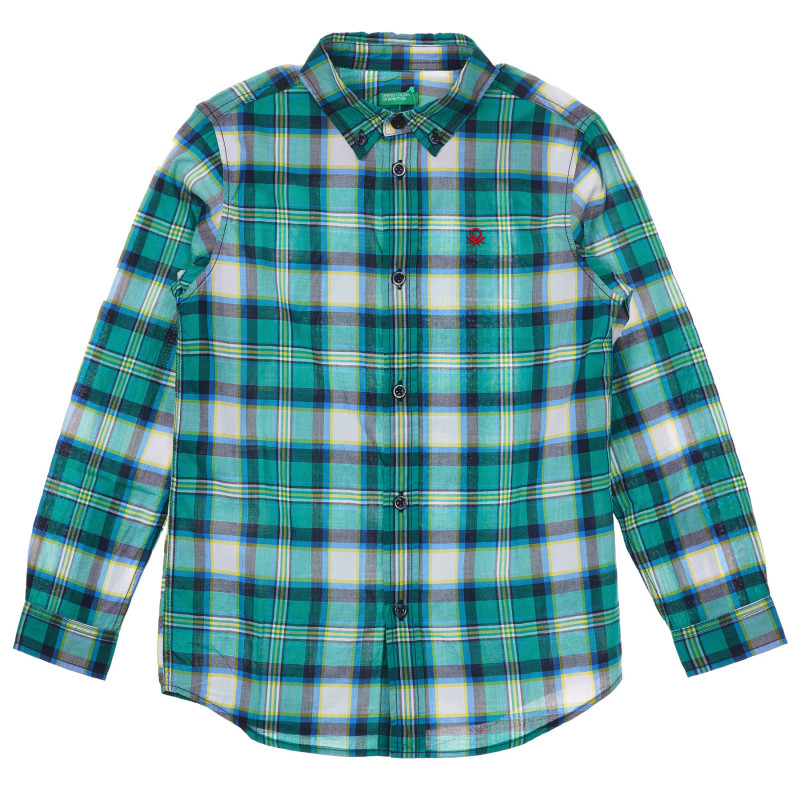Βαμβακερό καρό πουκάμισο με το λογότυπο της μάρκας, ανοιχτό πράσινο  232949