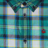 Βαμβακερό καρό πουκάμισο με το λογότυπο της μάρκας, ανοιχτό πράσινο Benetton 232950 2