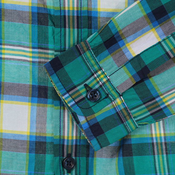Βαμβακερό καρό πουκάμισο με το λογότυπο της μάρκας, ανοιχτό πράσινο Benetton 232951 3