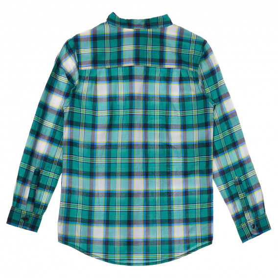 Βαμβακερό καρό πουκάμισο με το λογότυπο της μάρκας, ανοιχτό πράσινο Benetton 232952 4