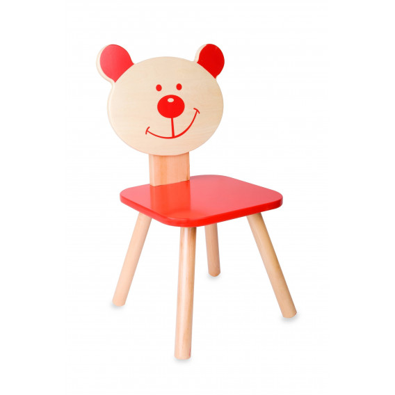 Ξύλινη καρέκλα - αρκούδα, κόκκινο χρώμα Classic World 232976 