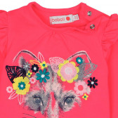 Βαμβακερή, μακρυμάνικη μπλούζα με βολάν στους ώμους, σε ροζ χρώμα Boboli 233 3