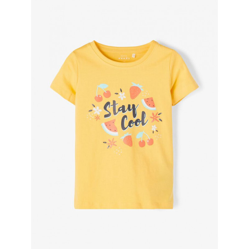 Μπλουζάκι από οργανικό βαμβάκι με την επιγραφή Stay cool, κίτρινοι  233190