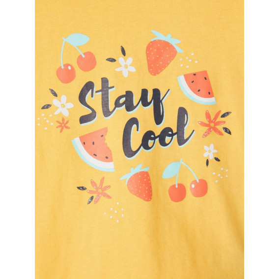 Μπλουζάκι από οργανικό βαμβάκι με την επιγραφή Stay cool, κίτρινοι Name it 233192 3