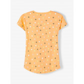 Μπλουζάκι από βιολογικό βαμβάκι με εικονική εκτύπωση, πορτοκαλί Name it 233306 2