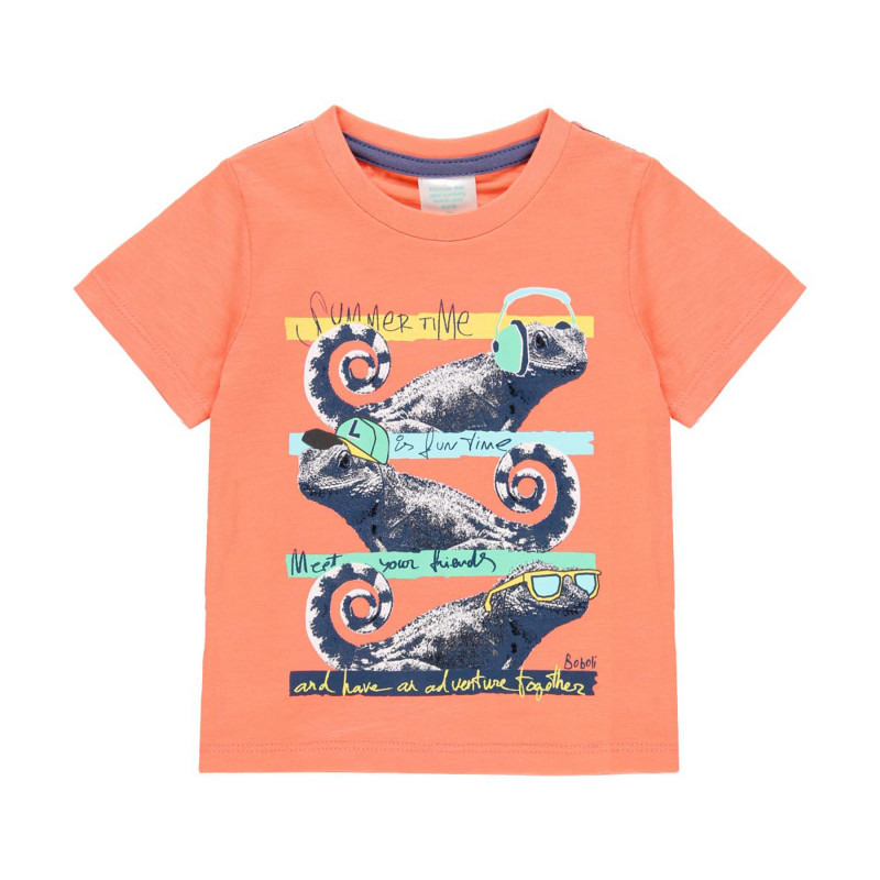 Βαμβακερό μπλουζάκι με τυπωμένη σαύρα, πορτοκαλί  233465
