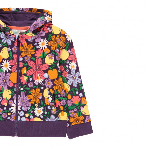 Βαμβακερή μπλούζα με λουλουδάτο μοτίβο, μοβ Boboli 233518 3