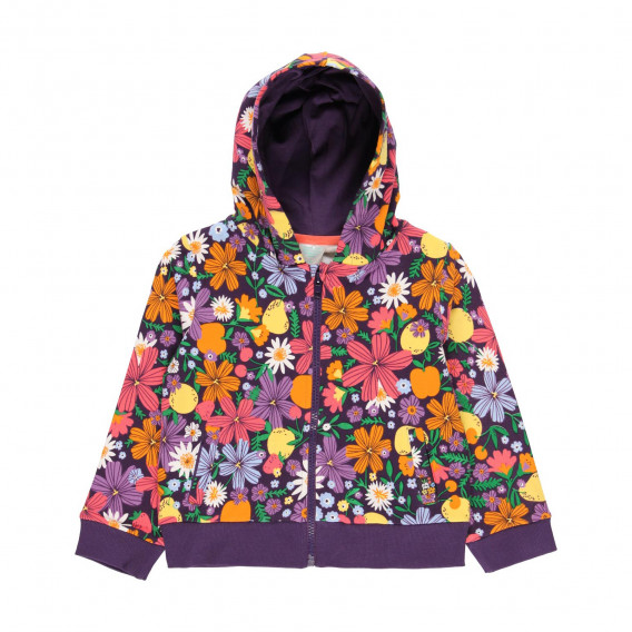 Βαμβακερή μπλούζα με λουλουδάτο μοτίβο, μοβ Boboli 233519 4